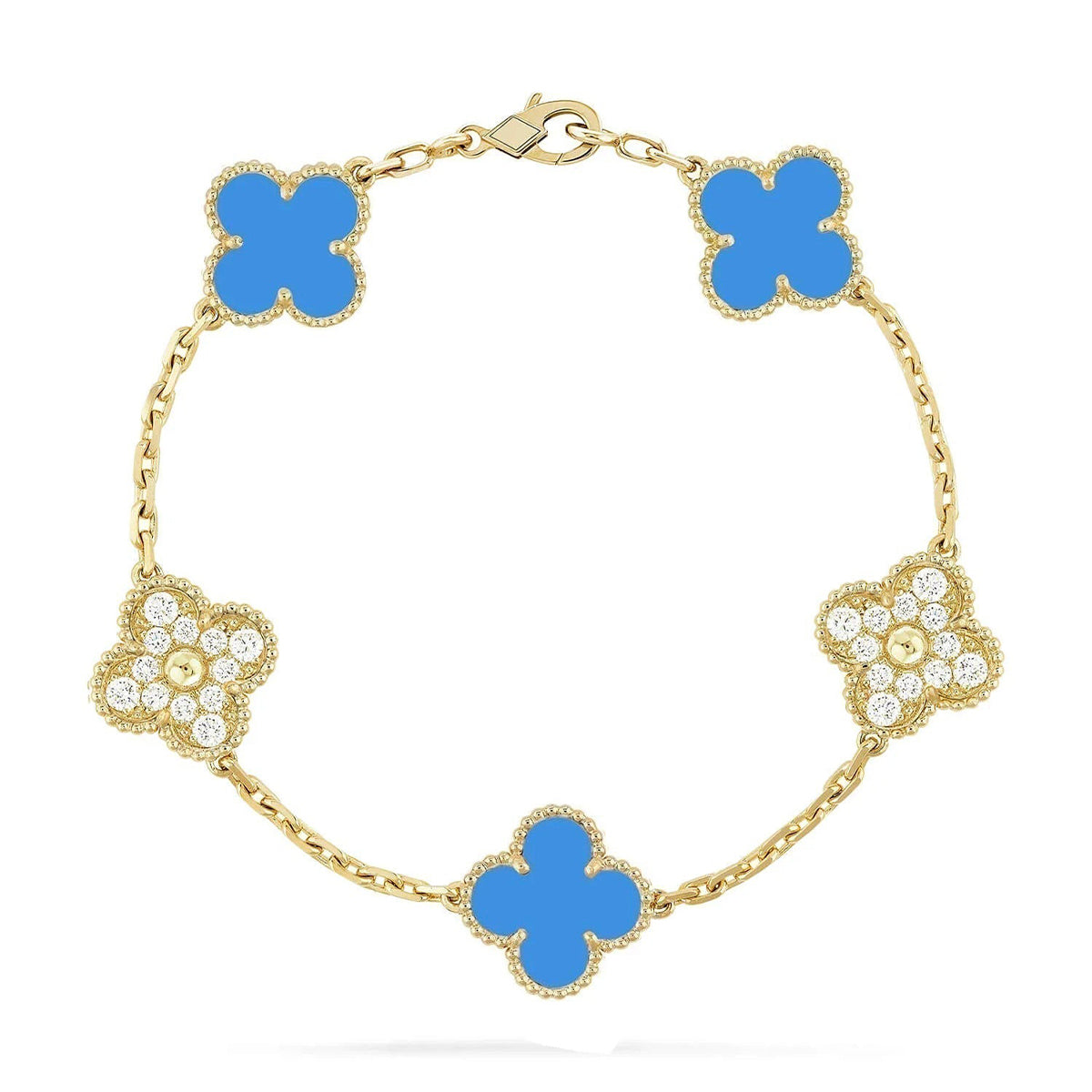 [⭐Glow] CLOVER 5 MOTIF BLUE AGATE BRACELET COLLECTION