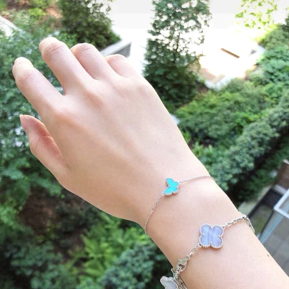[⭐Glow]BUTTERFLY TURQUOISE BUTTERFLY BRACELET SILVER