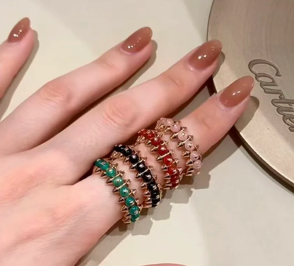 [⭐Glow]CLASH ELEGANT ROSE GOLD RING FEATURING NATURAL AGATE