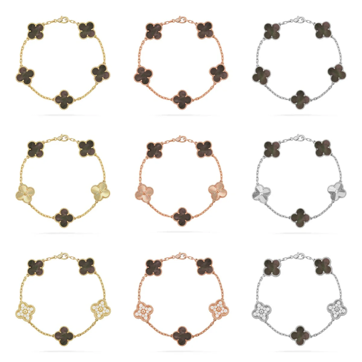 [⭐Glow] CLOVER 5 MOTIF GRAY MOP BRACELET COLLECTION