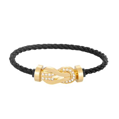 [⭐Glow]CHANCE LARGE 8 FIGURE BUCKLE HALF DIAMOND BRACELET GOLD