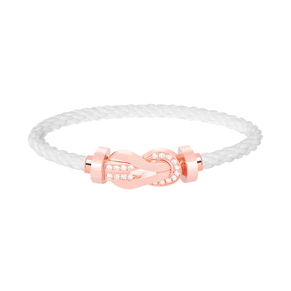 [⭐Glow]CHANCE LARGE 8 FIGURE BUCKLE HALF DIAMOND BRACELET ROSE GOLD