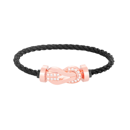 [⭐Glow]CHANCE LARGE 8 FIGURE BUCKLE HALF DIAMOND BRACELET ROSE GOLD