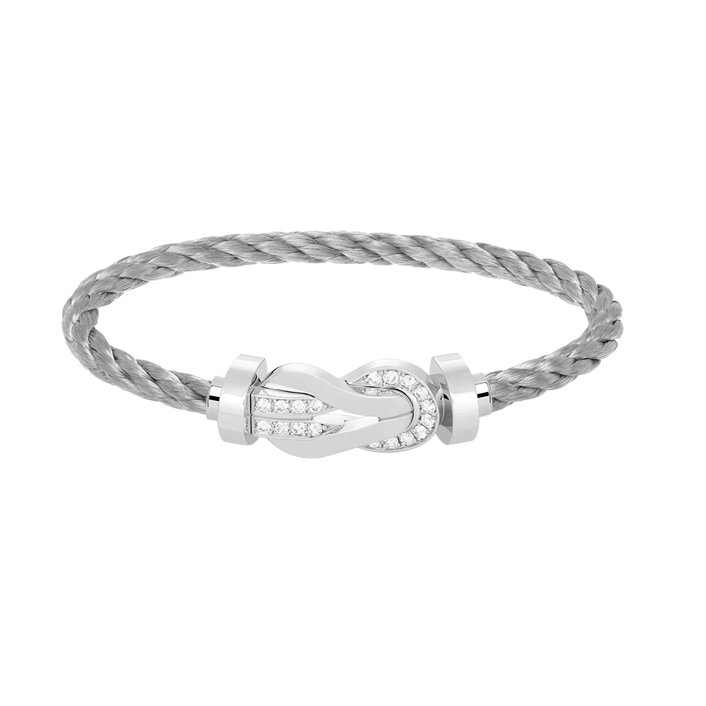 [⭐Glow]CHANCE LARGE 8 FIGURE BUCKLE HALF DIAMOND BRACELET SILVER