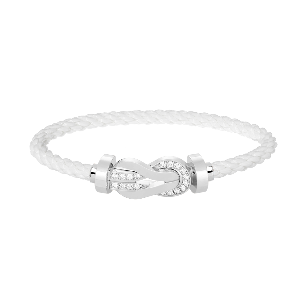 [⭐Glow]CHANCE LARGE 8 FIGURE BUCKLE HALF DIAMOND BRACELET SILVER