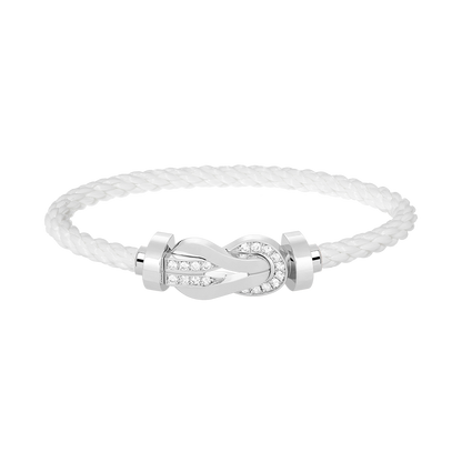 [⭐Glow]CHANCE LARGE 8 FIGURE BUCKLE HALF DIAMOND BRACELET SILVER