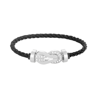 [⭐Glow]CHANCE LARGE 8 FIGURE BUCKLE HALF DIAMOND BRACELET SILVER