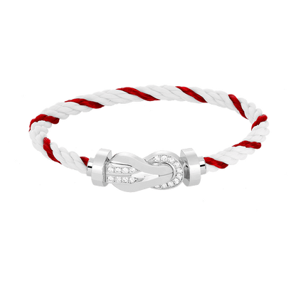 [⭐Glow]CHANCE LARGE 8 FIGURE BUCKLE HALF DIAMOND BRACELET SILVER