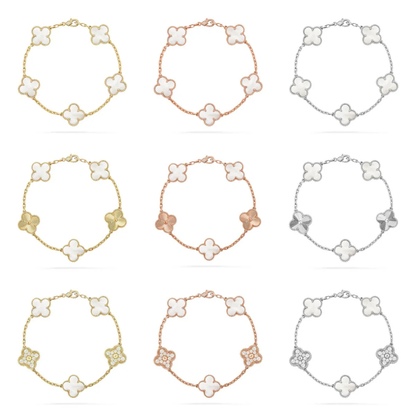 [⭐Glow]CLOVER WHITE PEARL MOP 5 MOTIF BRACELET COLLECTION
