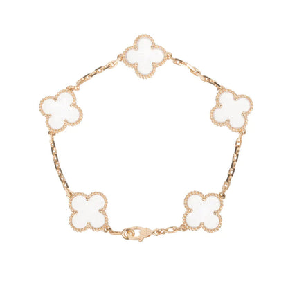 [⭐Glow]CLOVER 5 MOTIF ROCK CRYSTAL BRACELET