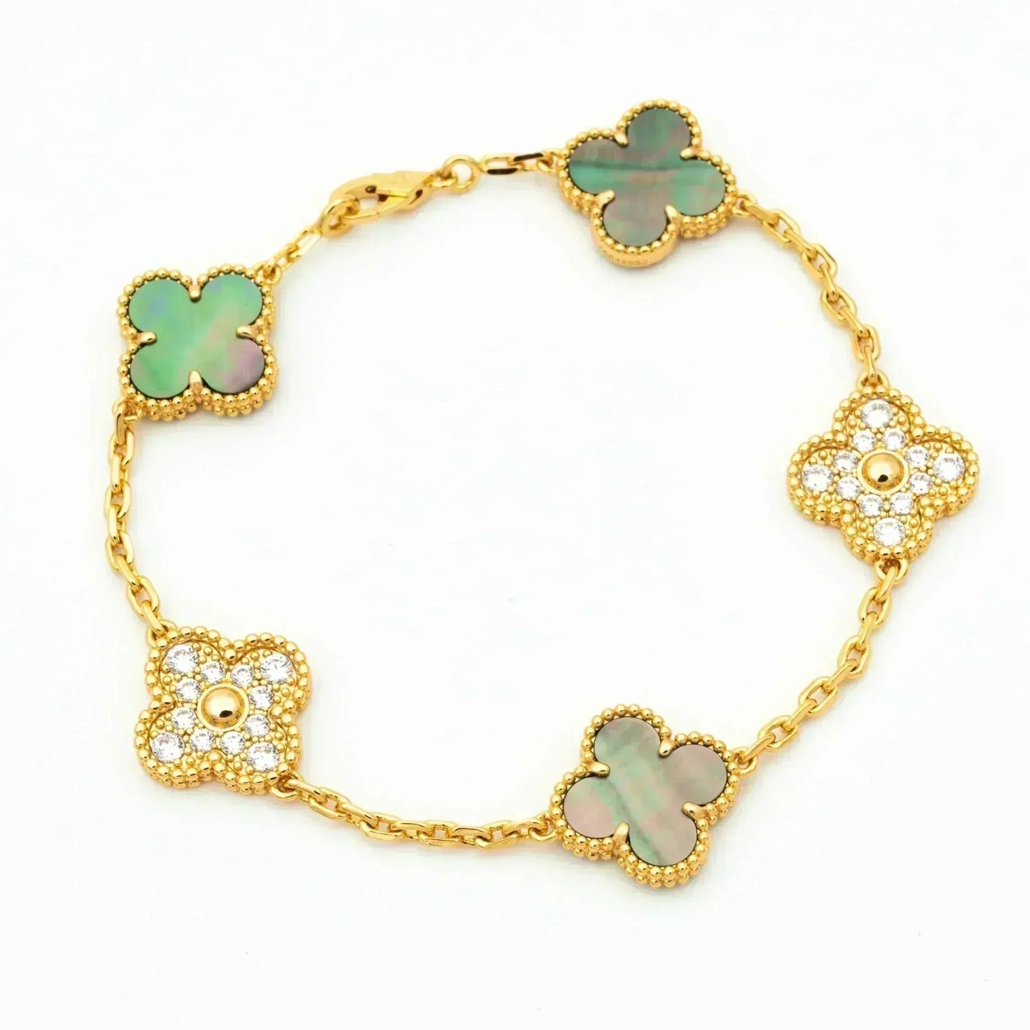 [⭐Glow] CLOVER 5 MOTIF GRAY MOP BRACELET COLLECTION