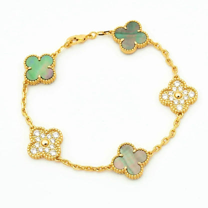 [⭐Glow] CLOVER 5 MOTIF GRAY MOP BRACELET COLLECTION