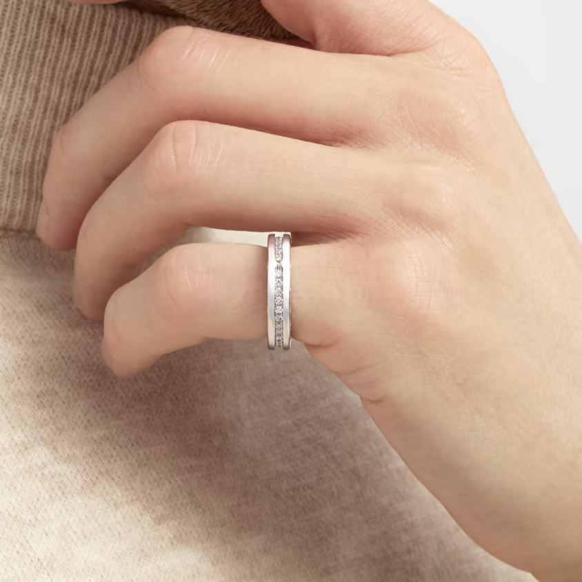 [⭐Glow]ZERO 1 ONE-BAND PAVED DIAMONDS ON THE SPIRAL RING