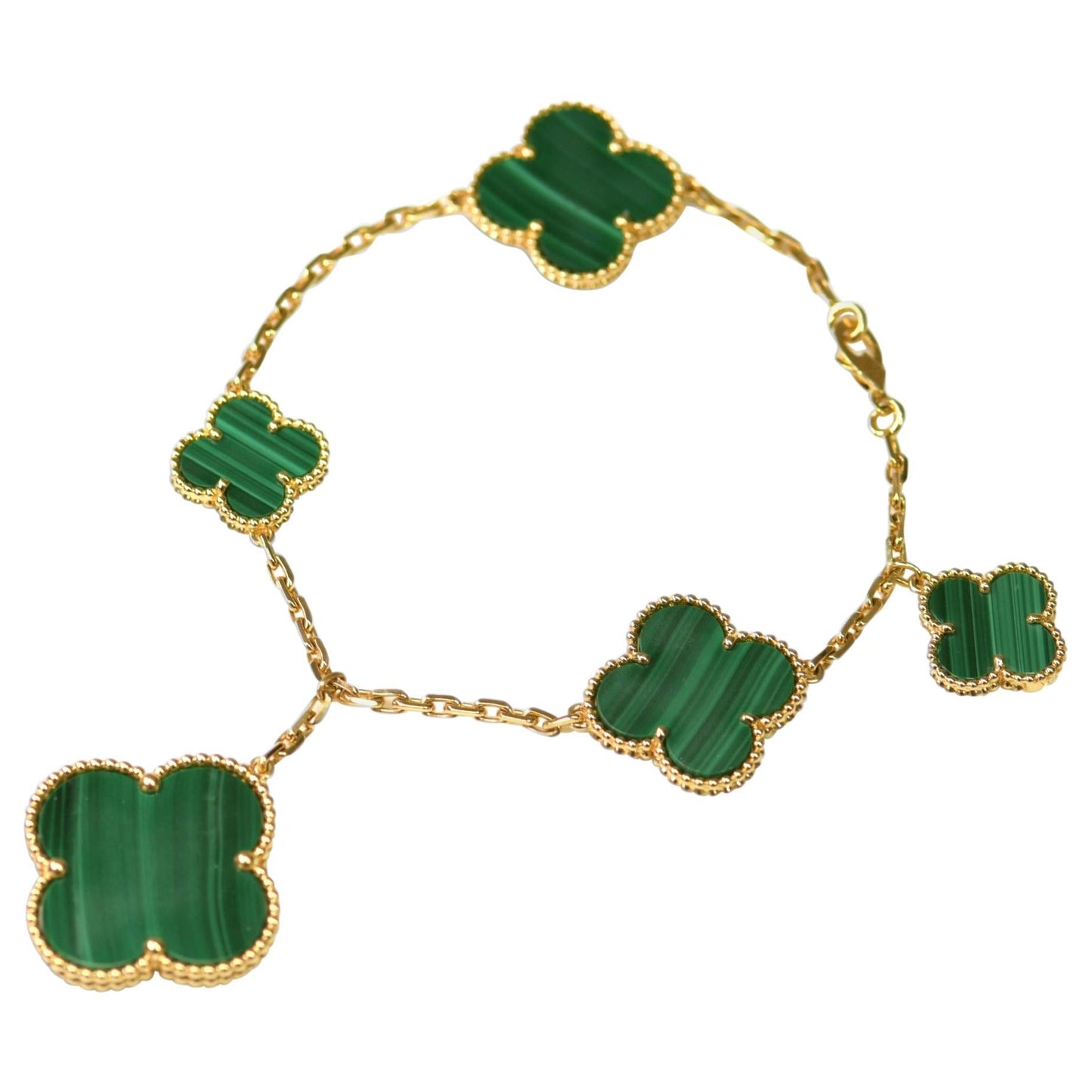 [⭐Glow]MAGIC CLOVER MALACHITE GOLD BRACELET 5 MOTIFS