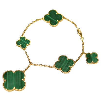 [⭐Glow]MAGIC CLOVER MALACHITE GOLD BRACELET 5 MOTIFS