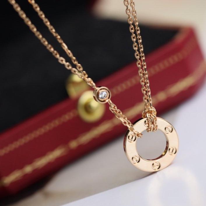 [⭐Glow]LOVE NECKLACE ADJUSTABLE ROSE GOLD 2 DIAMOND