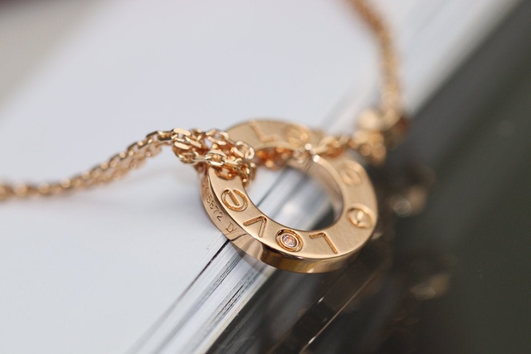 [⭐Glow]LOVE NECKLACE ADJUSTABLE ROSE GOLD 2 DIAMOND