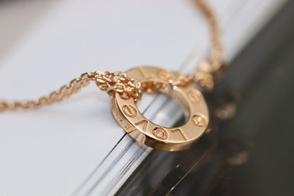 [⭐Glow]LOVE NECKLACE ADJUSTABLE ROSE GOLD 2 DIAMOND