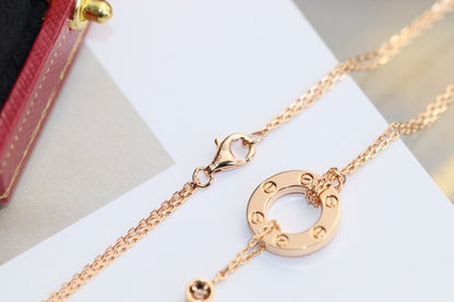 [⭐Glow]LOVE NECKLACE ADJUSTABLE ROSE GOLD 2 DIAMOND
