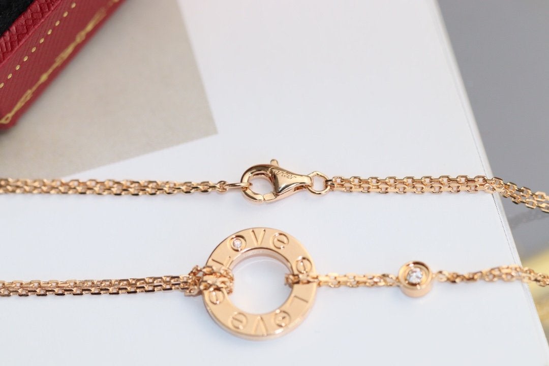 [⭐Glow]LOVE NECKLACE ADJUSTABLE ROSE GOLD 2 DIAMOND