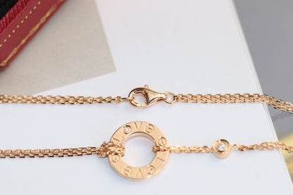 [⭐Glow]LOVE NECKLACE ADJUSTABLE ROSE GOLD 2 DIAMOND