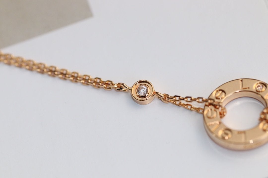 [⭐Glow]LOVE NECKLACE ADJUSTABLE ROSE GOLD 2 DIAMOND