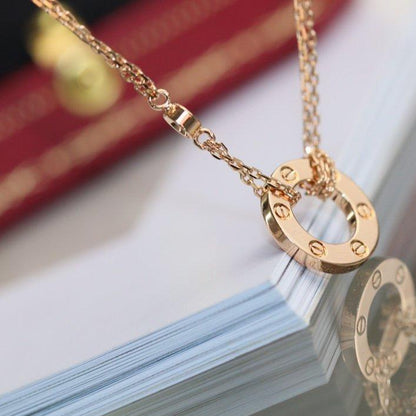 [⭐Glow]LOVE NECKLACE ADJUSTABLE ROSE GOLD 2 DIAMOND