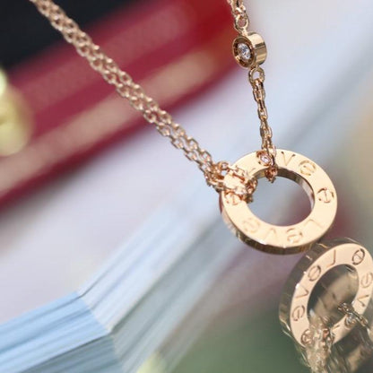 [⭐Glow]LOVE NECKLACE ADJUSTABLE ROSE GOLD 2 DIAMOND