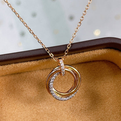 [⭐Glow]TRINITY NECKLACE SILVER GOLD PINK GOLD DIAMONDS