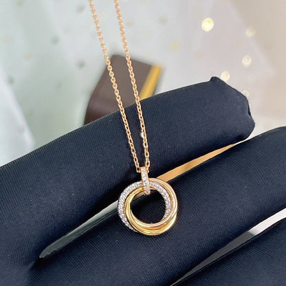 [⭐Glow]TRINITY NECKLACE SILVER GOLD PINK GOLD DIAMONDS