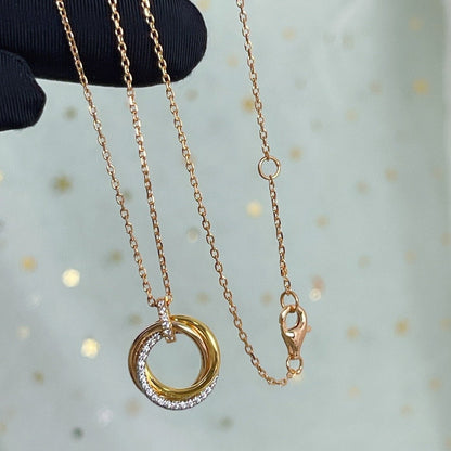 [⭐Glow]TRINITY NECKLACE SILVER GOLD PINK GOLD DIAMONDS