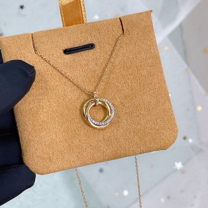 [⭐Glow]TRINITY NECKLACE SILVER GOLD PINK GOLD DIAMONDS
