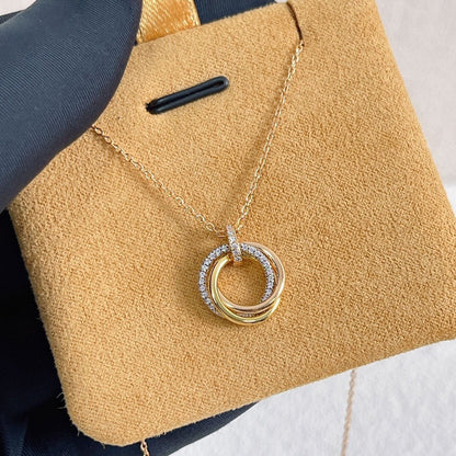 [⭐Glow]TRINITY NECKLACE SILVER GOLD PINK GOLD DIAMONDS