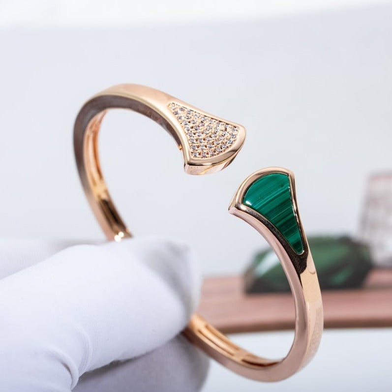 [⭐Glow]DREAM BRACELET OPEN MALACHITE PINK GOLD