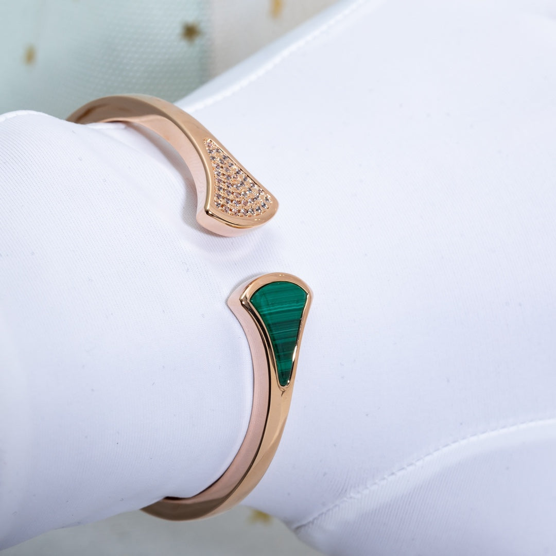 [⭐Glow]DREAM BRACELET OPEN MALACHITE PINK GOLD