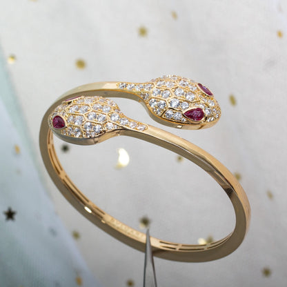 [⭐Glow]SERPENTI BRACELET PINK GOLD DIAMOND DOUBLE SNAKE