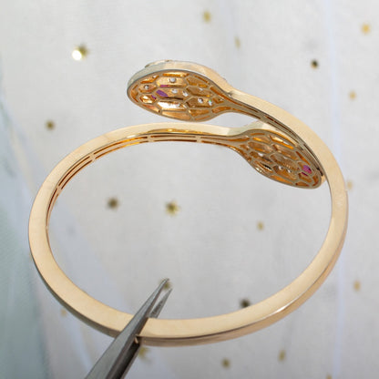 [⭐Glow]SERPENTI BRACELET PINK GOLD DIAMOND DOUBLE SNAKE