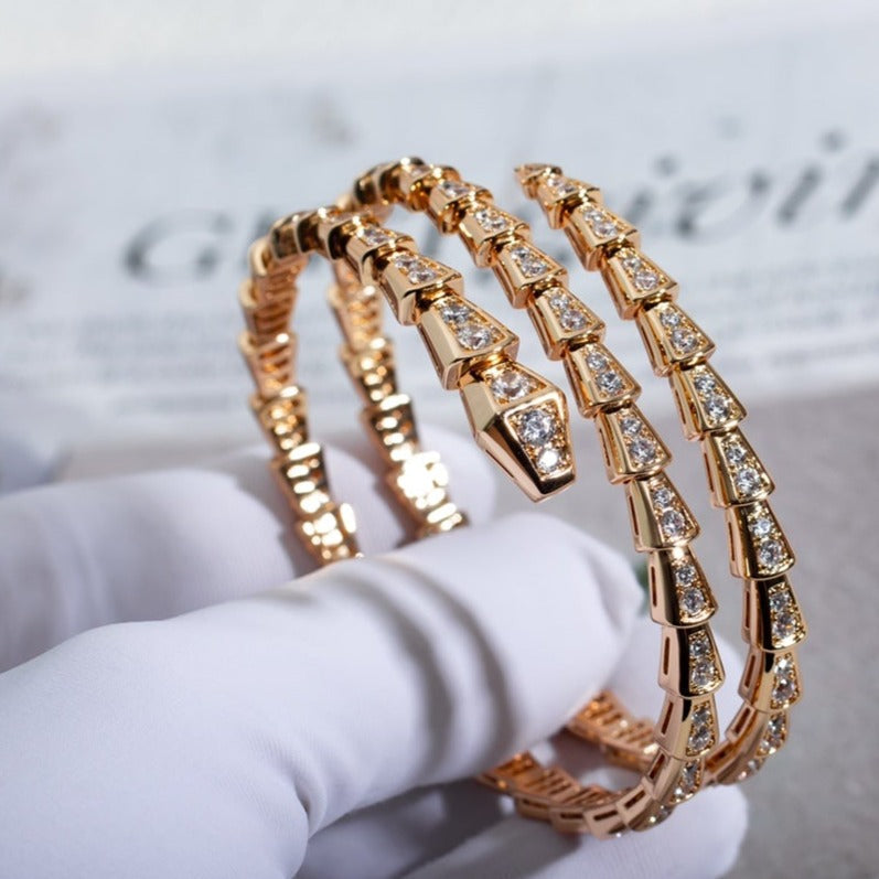 [⭐Glow]SERPENTI BRACELET PINK GOLD DIAMOND DOUBLE ROW