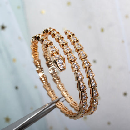 [⭐Glow]SERPENTI BRACELET PINK GOLD DIAMOND DOUBLE ROW