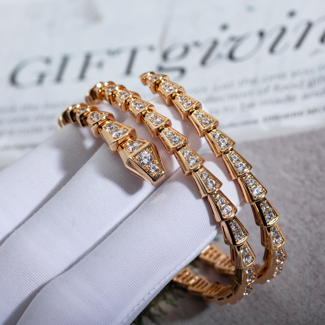 [⭐Glow]SERPENTI BRACELET PINK GOLD DIAMOND DOUBLE ROW