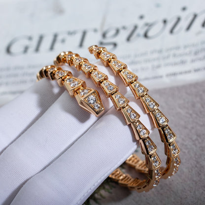 [⭐Glow]SERPENTI BRACELET PINK GOLD DIAMOND DOUBLE ROW