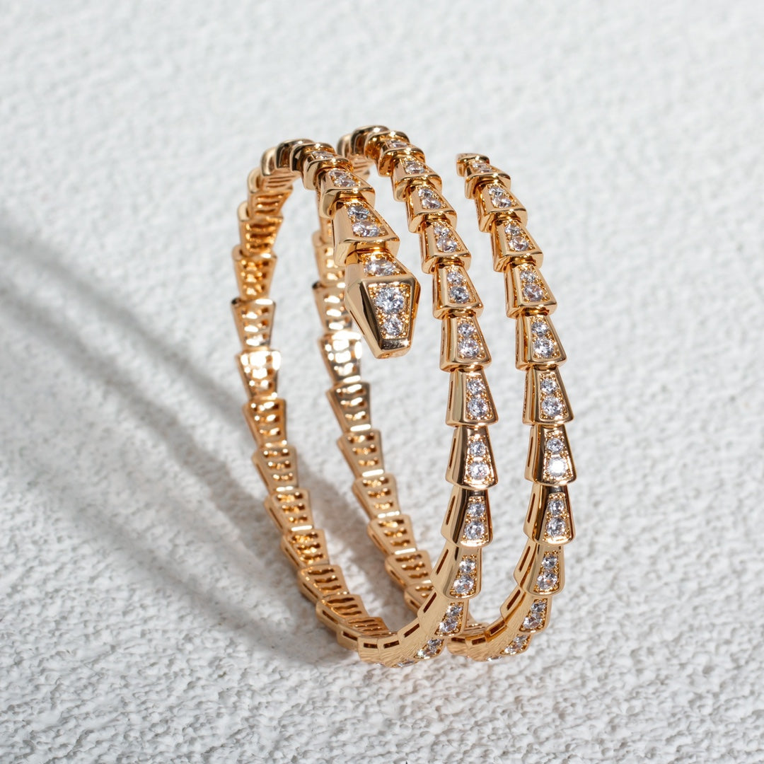[⭐Glow]SERPENTI BRACELET PINK GOLD DIAMOND DOUBLE ROW