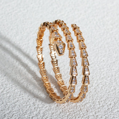 [⭐Glow]SERPENTI BRACELET PINK GOLD DIAMOND DOUBLE ROW