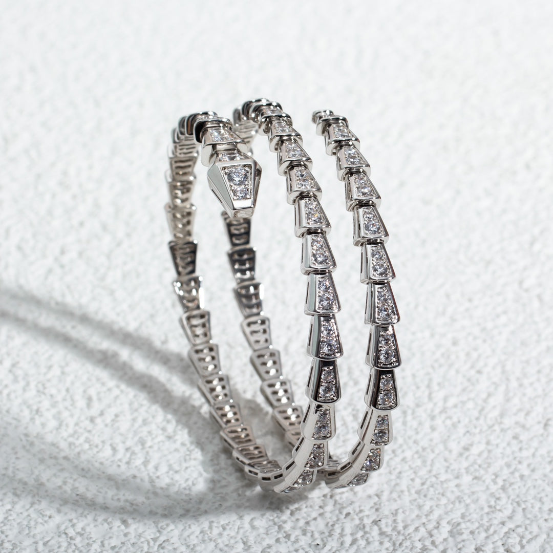 [⭐Glow]SERPENTI BRACELET SILVER DIAMOND DOUBLE ROW