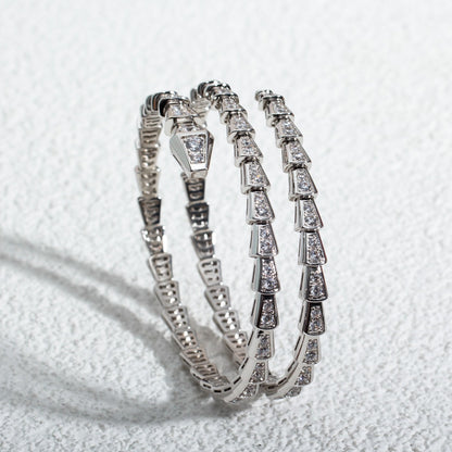 [⭐Glow]SERPENTI BRACELET SILVER DIAMOND DOUBLE ROW