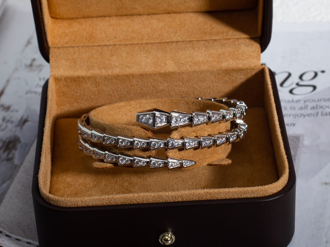 [⭐Glow]SERPENTI BRACELET SILVER DIAMOND DOUBLE ROW
