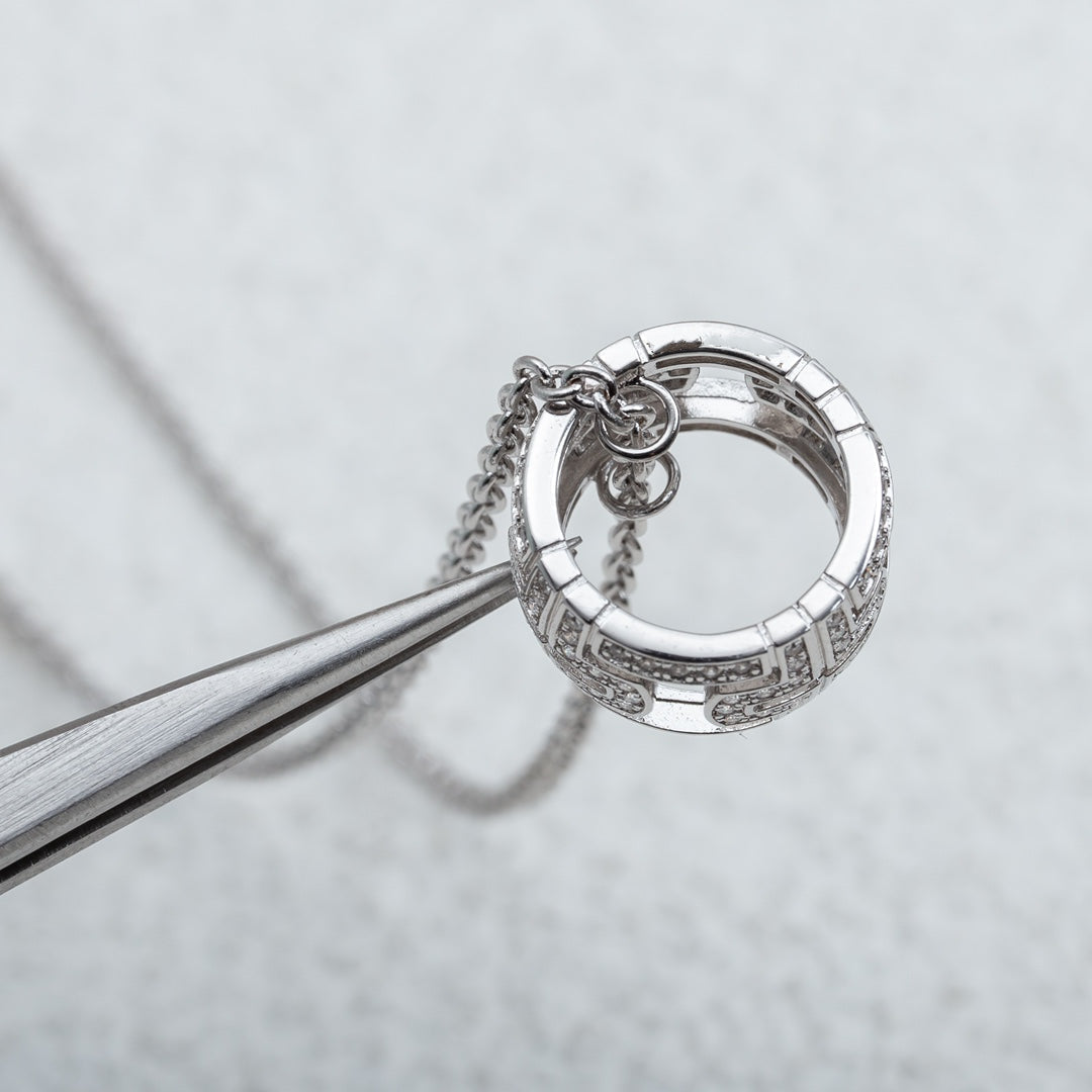 [⭐Glow]PARENTESI NECKLACE SILVER DIAMOND