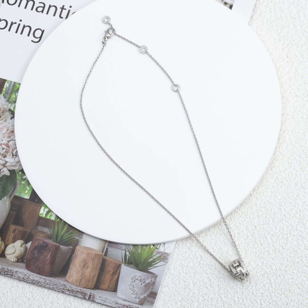 [⭐Glow]PARENTESI NECKLACE SILVER DIAMOND