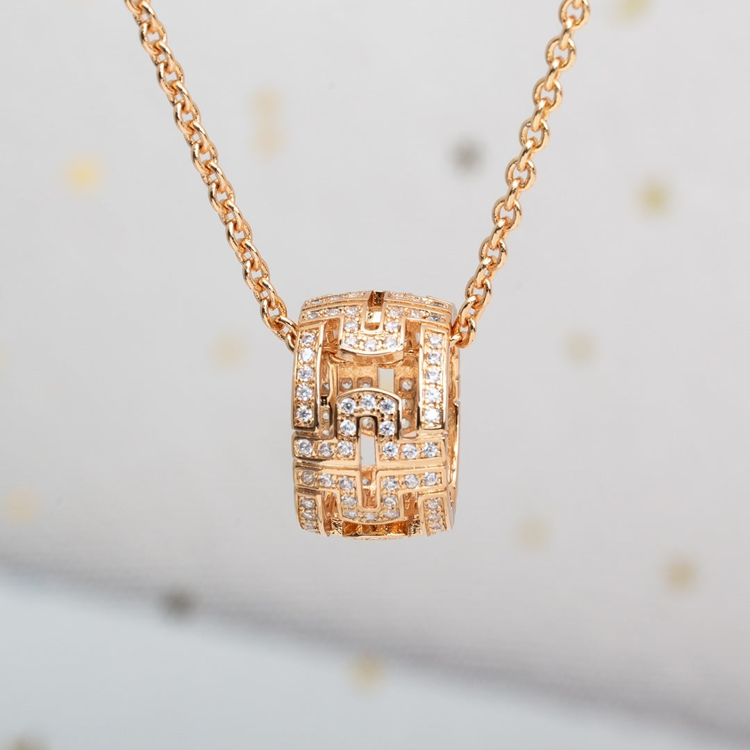 [⭐Glow]PARENTESI NECKLACE PINK GOLD DIAMOND