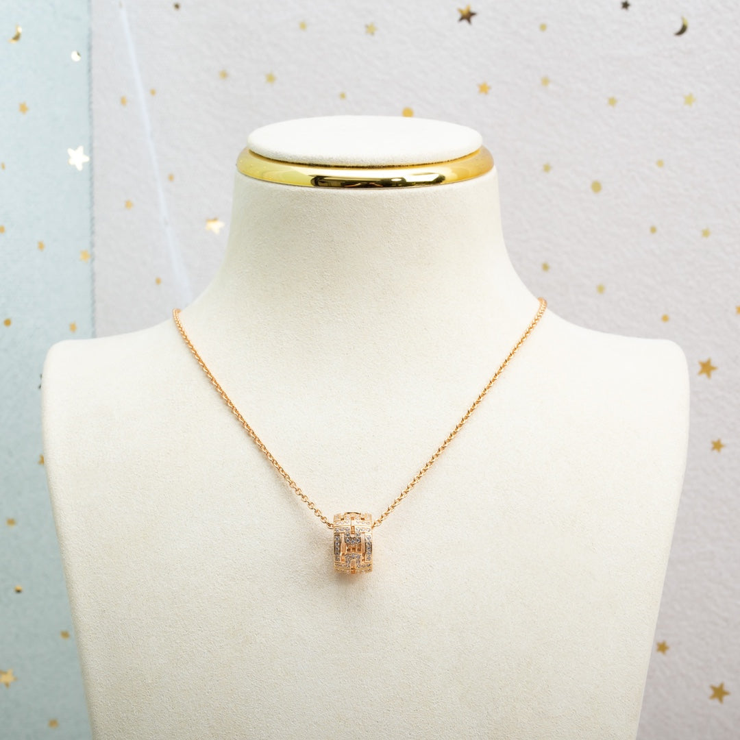 [⭐Glow]PARENTESI NECKLACE PINK GOLD DIAMOND